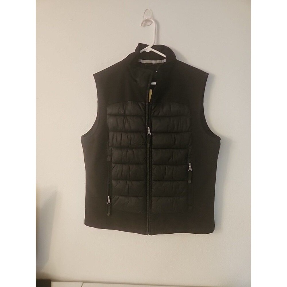 Guess Womens Large Black Full Zip Winter Polyester Puffer Vest Jacket Coat
